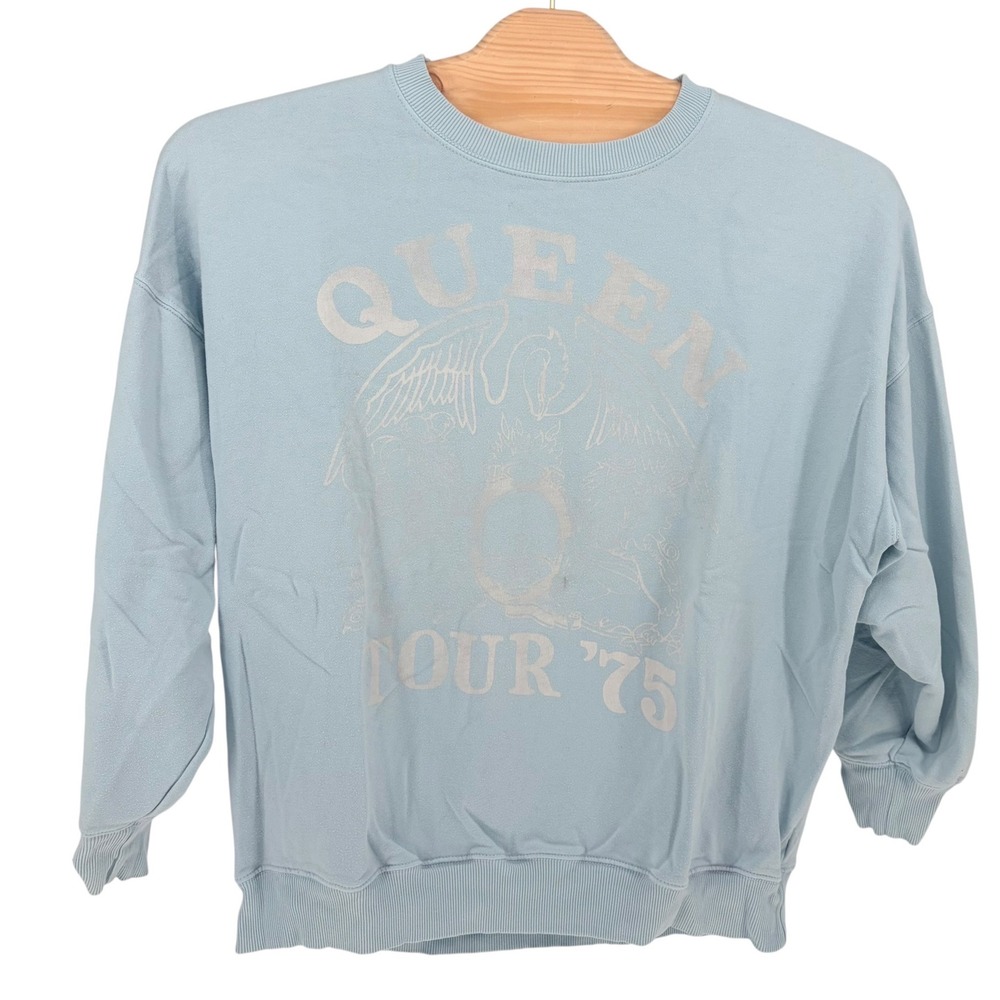 American Eagle Queen Tour 75 Sweatshirt XL Blue Graphic Oversized Crew Neck